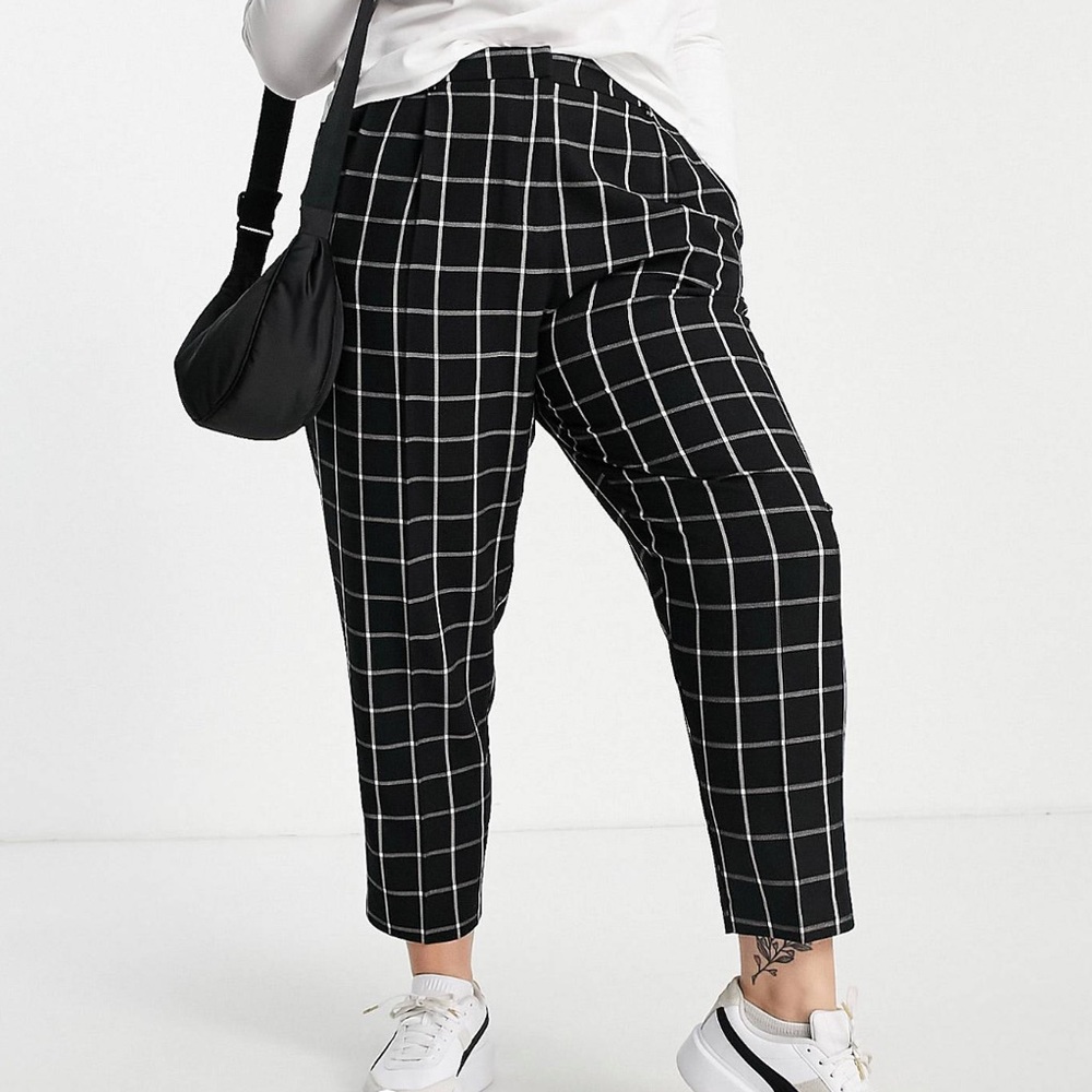 ASOS black and white checked/grid tapered dress pants